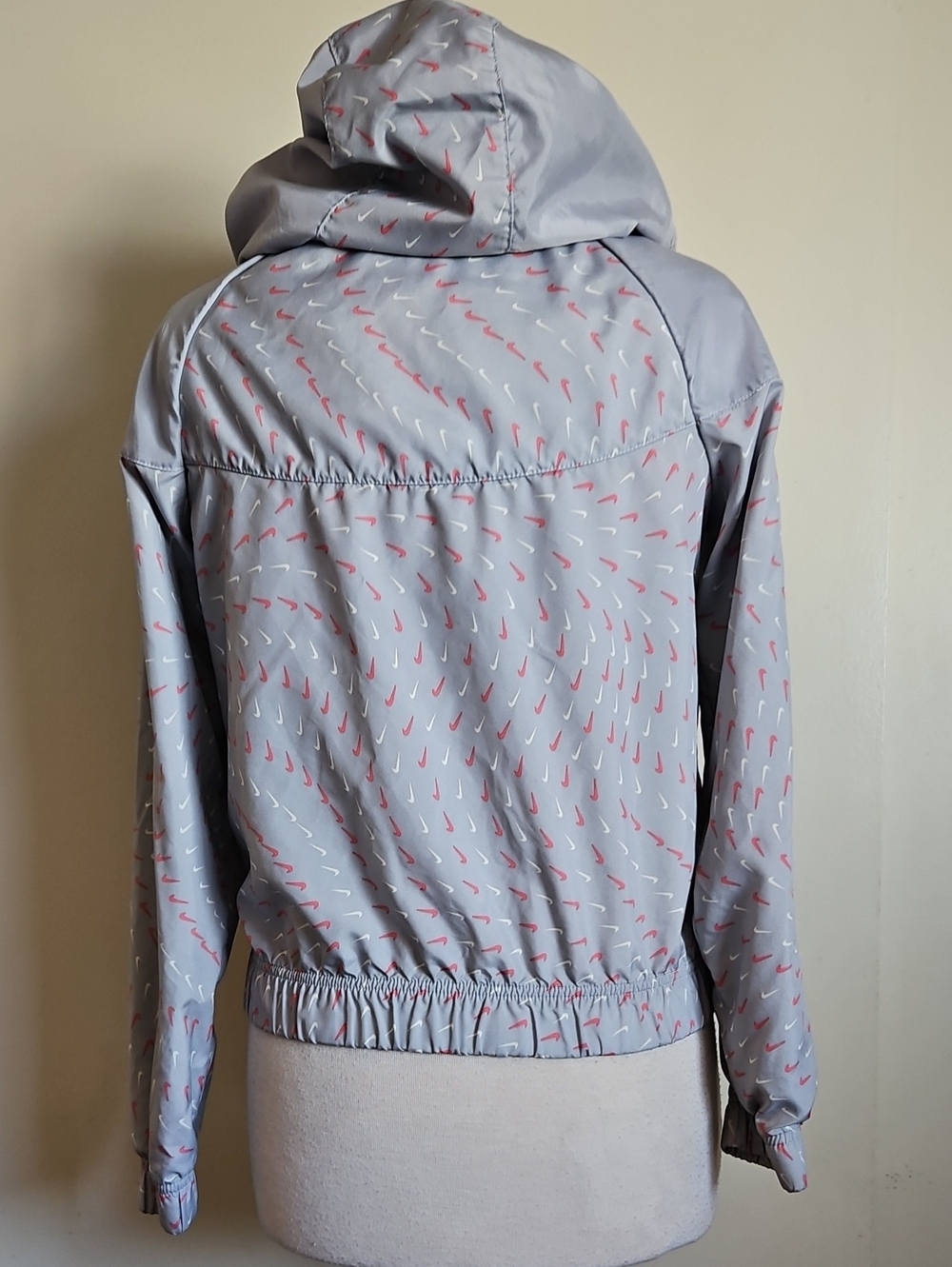 Nike Windrunner Hooded Jacket Swoosh Print Gray Orange Size XL Youth - Picture 4 of 13